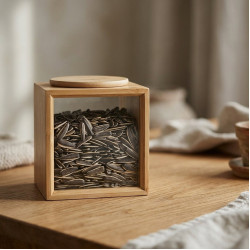 Glass & Wood Jar Small